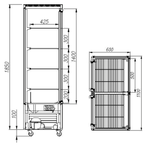 Витрина кондитерская Carboma D4 VM 800-1 (R800C Carboma) (INOX) 2 дверцы, стеклянные полки - Изображение 2