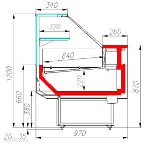Витрина холодильная Carboma GC95 SM 1,5-1 (ВХС-1,5 Carboma GC95) (0011-9003 боковины серые, декор белый) - Изображение 2