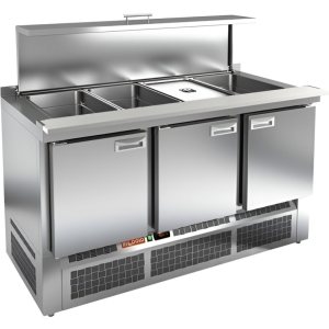 Стол холодильный для салатов HiCold SLE3-111GN полипропилен, с крышкой