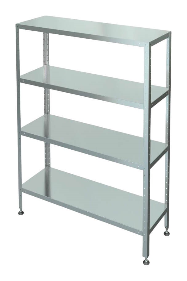 Стеллаж с 4-я сплошными полками МХМ С-4-0,4/0,95/1,6 (нержавейка) 